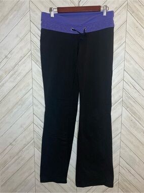 Stitches Black Track Pants with Purple Waistband